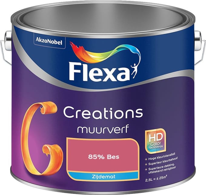 Flexa - Creations Muurverf Zijdemat - 85% Bes - Mengverf - 2,5 L
