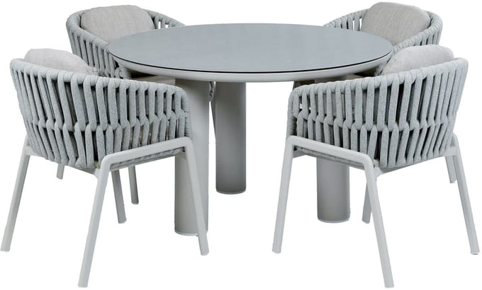 Tuinset Porto | 4 personen | Rond 120 cm | Rope & keramiek