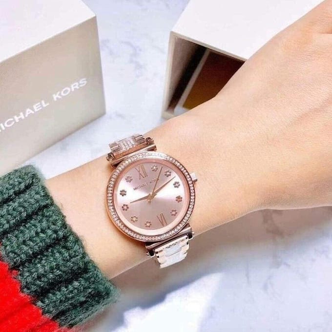 Michael Kors MK3882 Sofie Kristallen Rose Wijzerplaat Dameshorloge 36mm helder roze