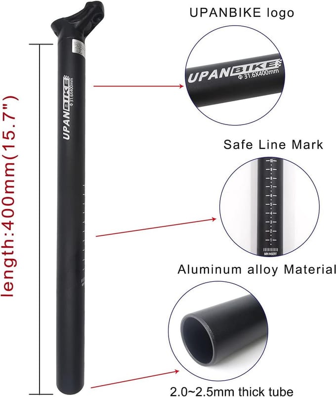Fiets Zadelpen Aluminiumlegering 400mm - Diverse Diameters
