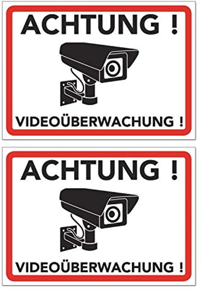 Waarschuwingsbord voor Videobewaking - Camerabewaking Schild (20 x 15 cm) - 2 Stuks