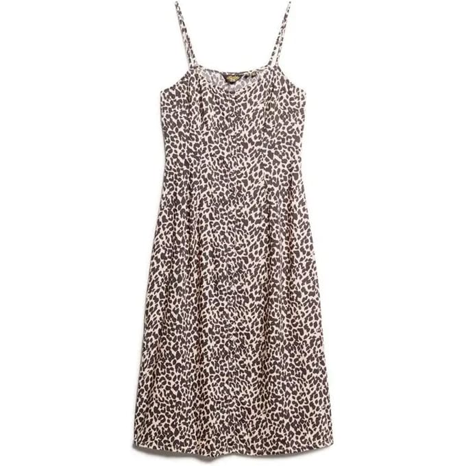 Superdry - Cami midi-jurk met knoopsluiting en print - Dames - Jurken