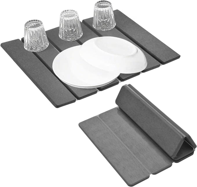 Waterabsorberende afdruipmat voor servies, 40 x 30 cm, antislip keukenmat voor efficiënt drogen