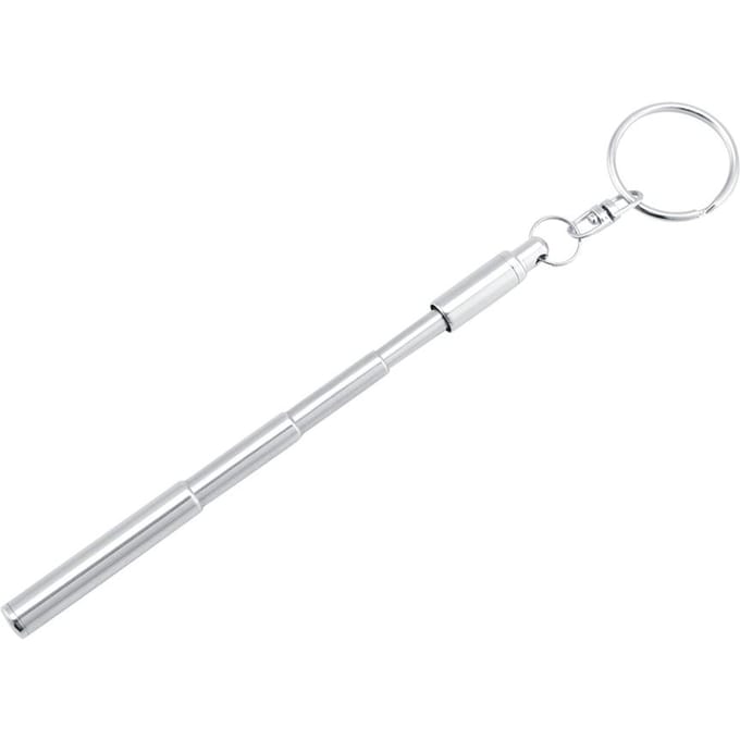 2 in 1 Multifunctionele Draagbare Roestvrijstalen Telescopische Uitschuifbare Sleutelhanger Pen white