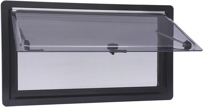 Uitzetraam Caravan en Camper 900x500 mm met Steunarmen
