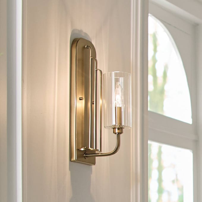 Kichler LED Wandlamp Kimrose | 1X E14 Max 40W | Brushed Natural Brass