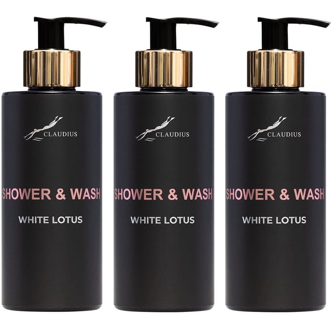 Shower & Wash White Lotus 300 ml - gouden pomp - 3 stuks