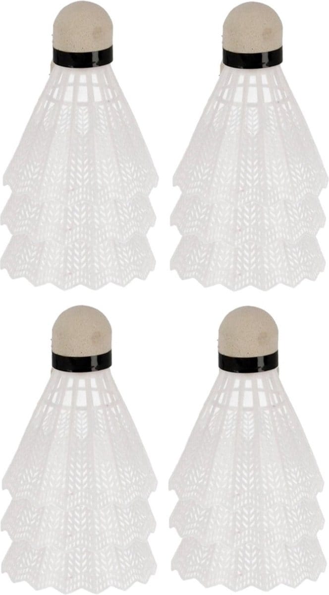 Badminton shuttles setje - 12x shuttles - kunststof - wit - badmintonnen
