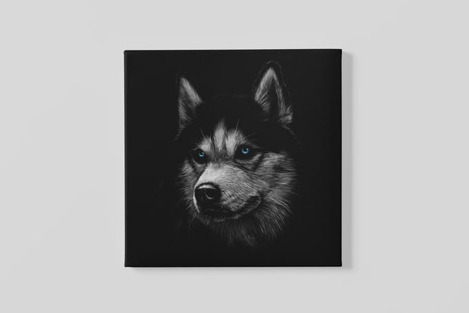 Vierkant Canvas Schilderij - Hond - Husky - Dieren - Print op Canvas - 60x60x2 cm
