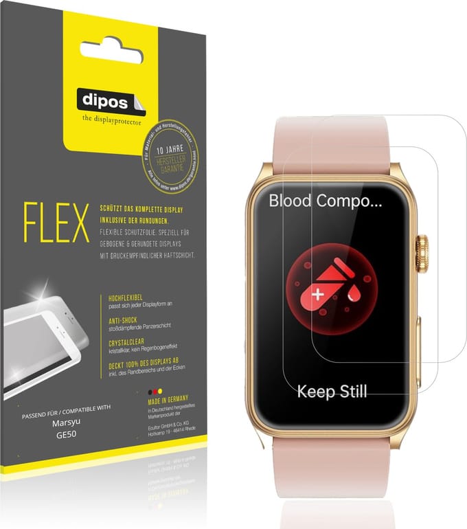 dipos – 2x Beschermfolie geschikt voor Marsyu GE50 | 3D Full Cover Screenprotector | 100% Passend