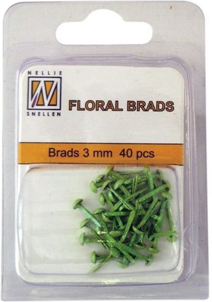Nellie Snellen Floral Glitter Brads 3mm - 40stuks - Groen