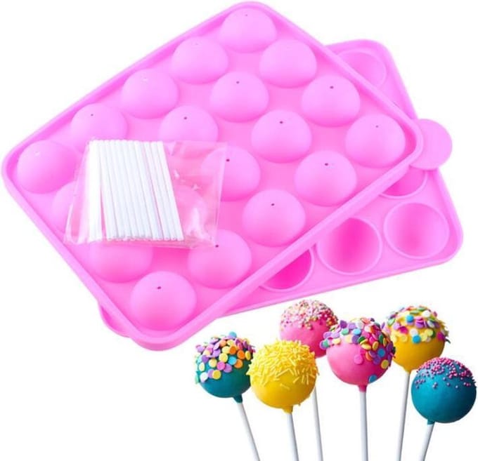 Siliconen Cakepop Bakvorm - Pop Cake Maker Met Stokjes - 20 Gaatjes