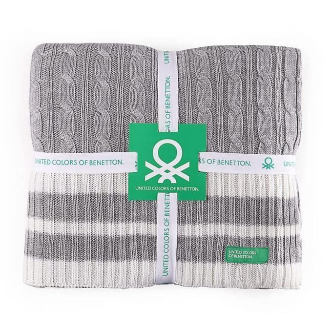 Couverture - BENETTON - CASA BENETTON - 100% Acrylique - 200 g/m2 - 140x190 cm - Gris gris