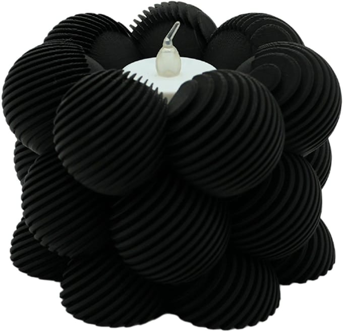 Waxinelichthouder Bubble Schuin Gestreept - Zwart - 3d geprint - Moderne woonaccessoire - Stijlvolle waxinelichthouder