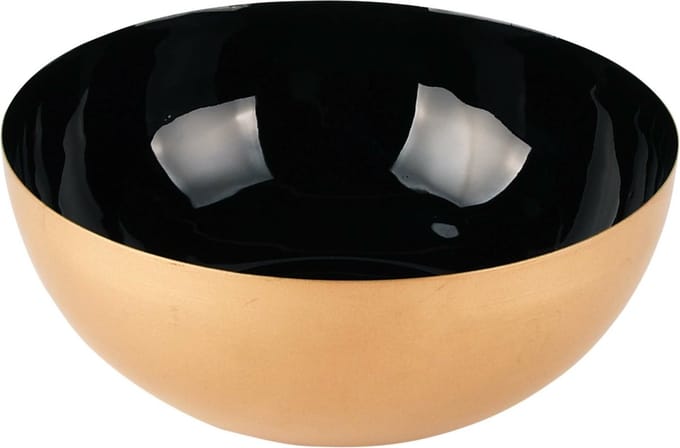 Dekoratief | Bowl rond, zwart/goud, metaal, 21x21x8cm | A228183
