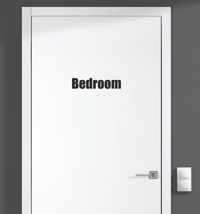 Deursticker - Bedroom - Zwart 15,5x3,5