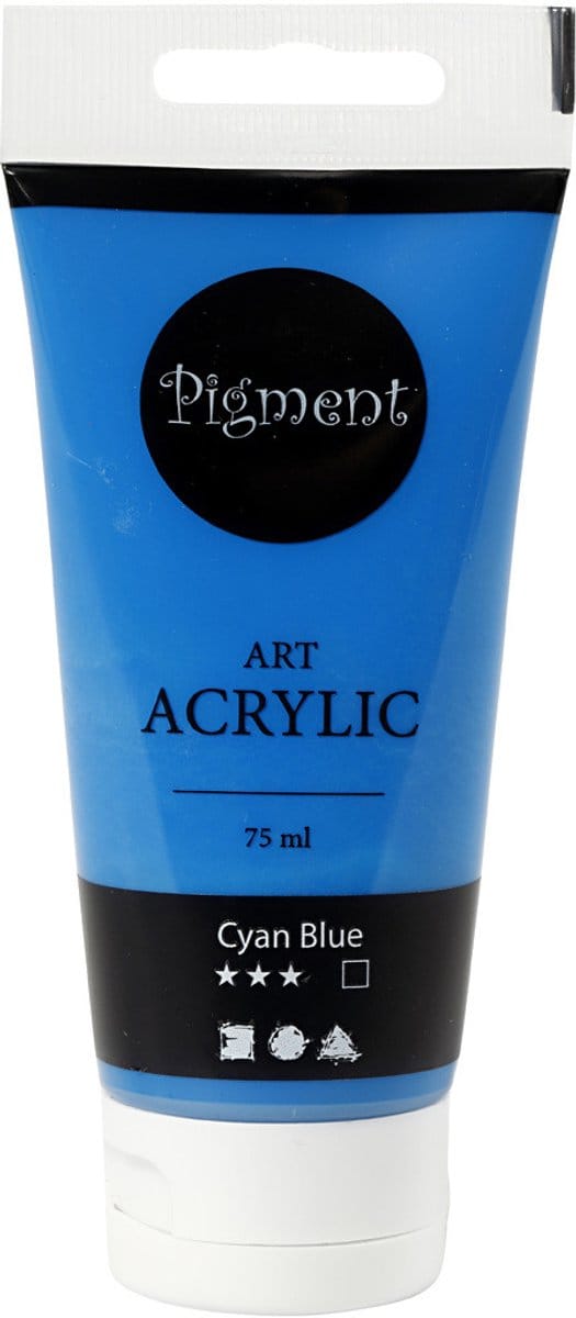 Acryl Verf, semi-glanzend, dekkend, primair blauw, 75 ml/ 1 fles