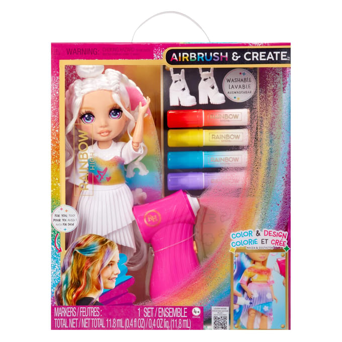 Rainbow High Airbrush & Create pop met paarse ogen Speelpoppen