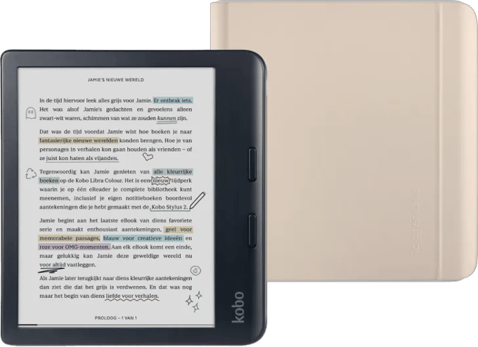 Kobo Libra Colour Zwart + Sleep Cover Beige
