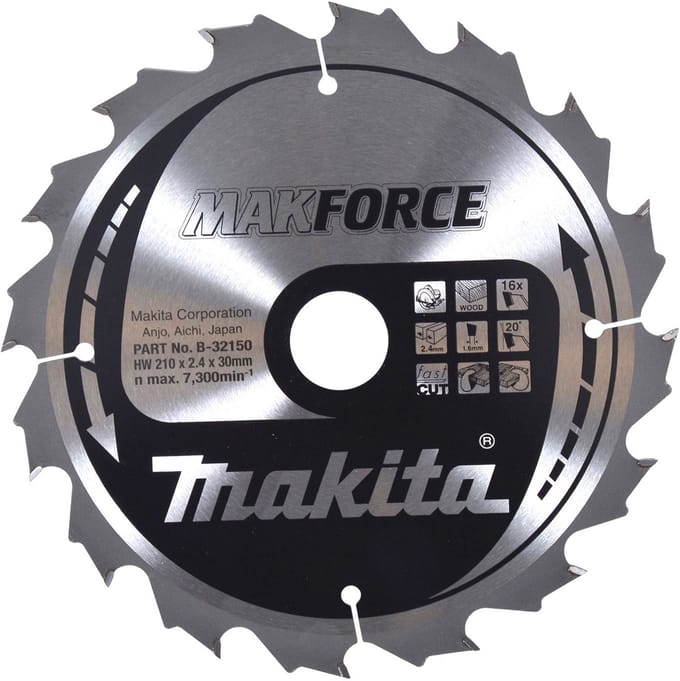 Makita B-32150 MAKFORCE B-32150 Cirkelzaagblad 210 x 30 x 2.4 mm Aantal tanden: 16 1 stuk(s)