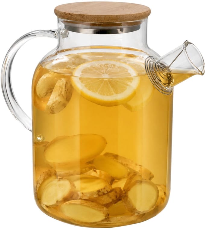Gerimport Theepot met filter - 1,8 liter - glas/bamboe - 1,84 x 20 x 1,82 cm - kan/karaf