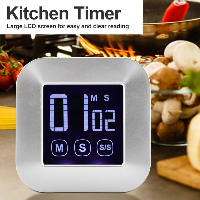 Groot LED-display Keukentimer Elektronisch Touchscreen Elektronische Digitale Timer white