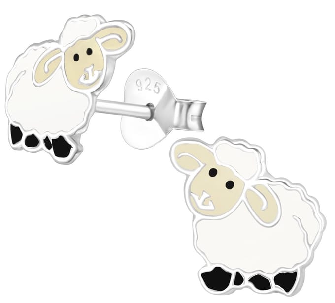 Joy|S - Zilveren schaap oorbellen - 10 mm