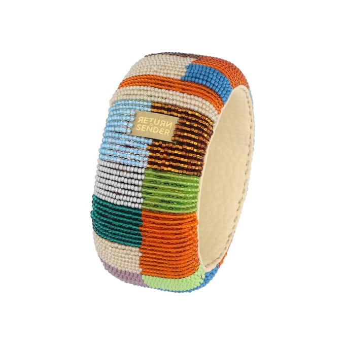 Return to Sender Armband Breed - Ø7 cm - Blokjes - Glazen Kralen