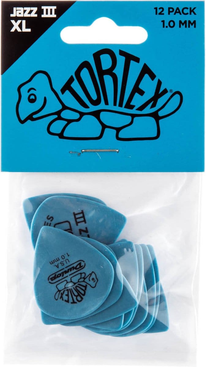 Jim Dunlop Tortex - Plectrums - Jazz - Player's Pack 12 Stuks - 1,00 mm - Blauw