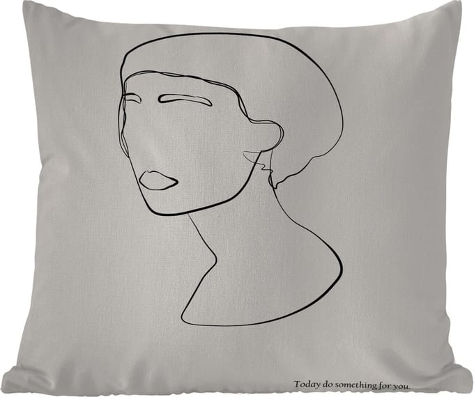 Tuinkussen - Tekst - Vrouwen - Line art - Quotes - 40x40 cm - Weerbestendig