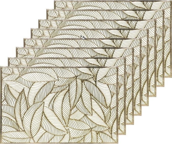 Decoris Tafel placemats - 8x - gouden bladeren - 30 x 45 cm - diner - ontbijt - kerst