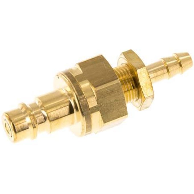 Messing DN 7.2 (Euro) Luchtkoppeling Insteeknippel 6 mm Slangpilaar Schotkoppeling Double Shut-Off