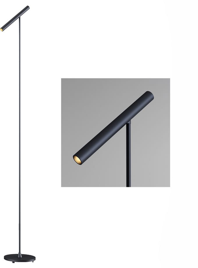 Artdelight - Vloerlamp Kansas H 140 cm touch dimmer zwart