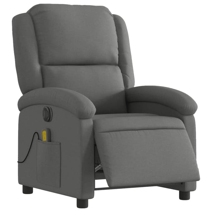 vidaXL - Massagestoel - elektrisch - verstelbaar - stof - donkergrijs