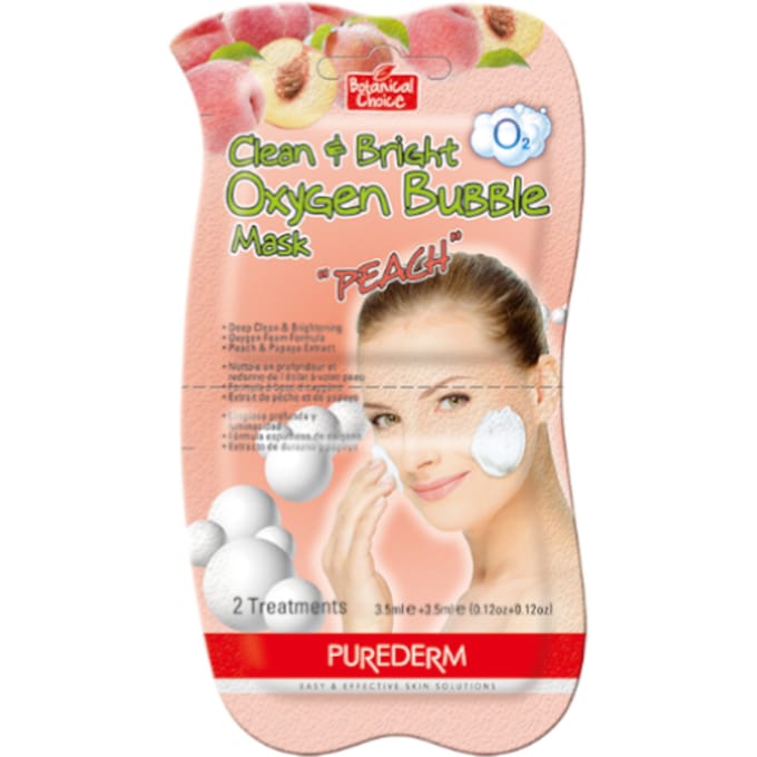 PUREDERM - Clean&Bright Oxygen Bubble Mask - 3.5ml+3.5ml - Peach