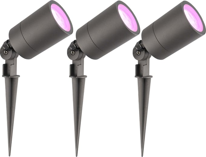Ledvion - 3X RGBWW LED Prikspots - Antraciet - IP65 - 5W - 2M