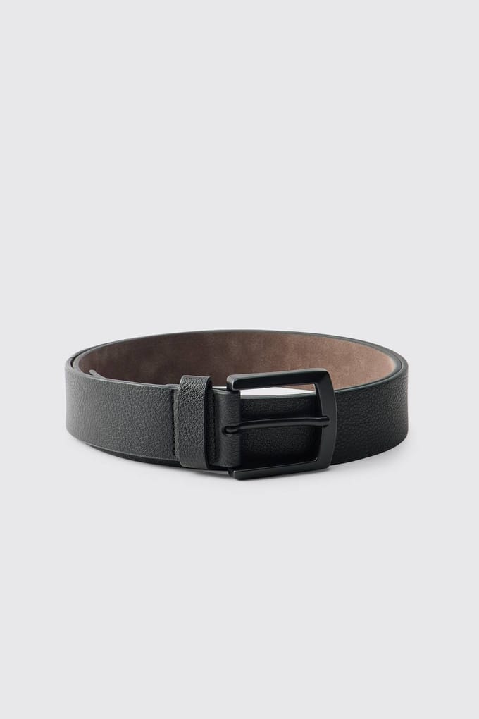 Getextureerde PU Riem in Zwart | Black | Size Medium