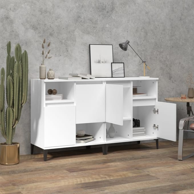 vidaXL - Dressoirs - 2 - st - 60x35x70 - cm - bewerkt - hout - wit