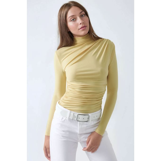 Hoge Kraag Drapeerdetail Blouse