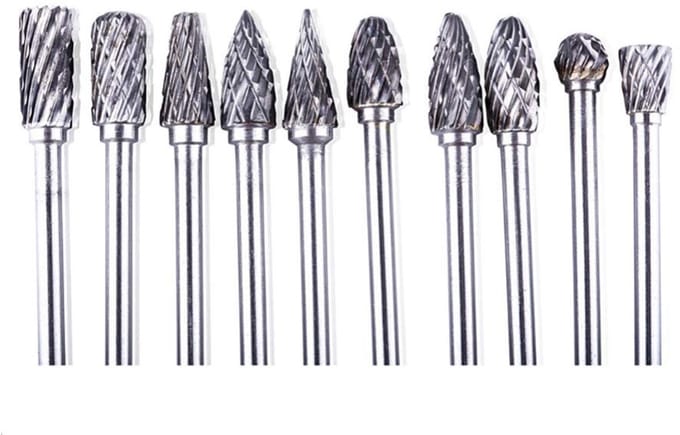 Dailygoods- Bramen Set 10 Stks - Dubbele Cut - Wolfraam Staal - Solid Carbide - Twist Boor 1/8 inch (3mm) - Voor Dremel Tools - Rotary Bur