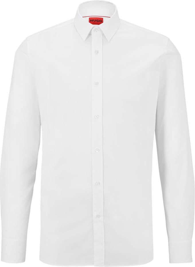 HUGO Elisha slim fit overhemd - popeline - wit - Strijkvriendelijk - Boordmaat: 38