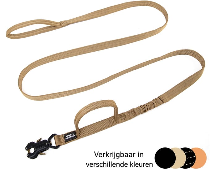 Always Prepared Pro Hondenriem - Elastisch - 240 cm - Khaki