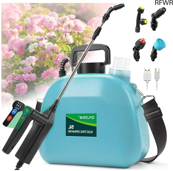 RFWR® Elektrische Druksproeier 5L met USB Oplading en Verstelbare Nozzles