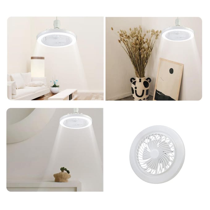 E27 Kleine Ventilatorlamp Stille Elektrische Ventilator Plafondlamp Studeerkamer Eetkamer Verlichtingsarmatuur Wit White Light wit