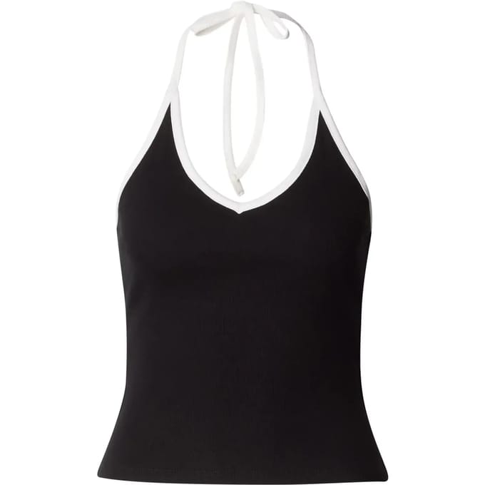 Urban Classics - Contrast Piping Neckholder Mouwloze top - S - Zwart