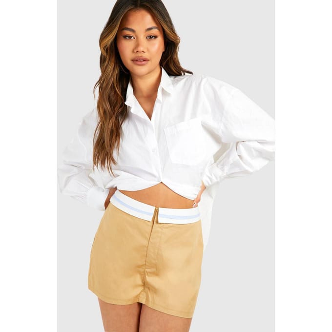 boohoo Dames Contrast Taille Skort | Steen | Maat: 36