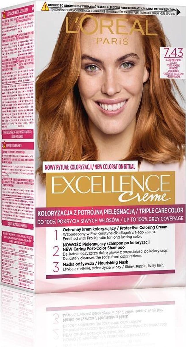 Excellence Creme haarkleur 7,43 Koper-goudblondine