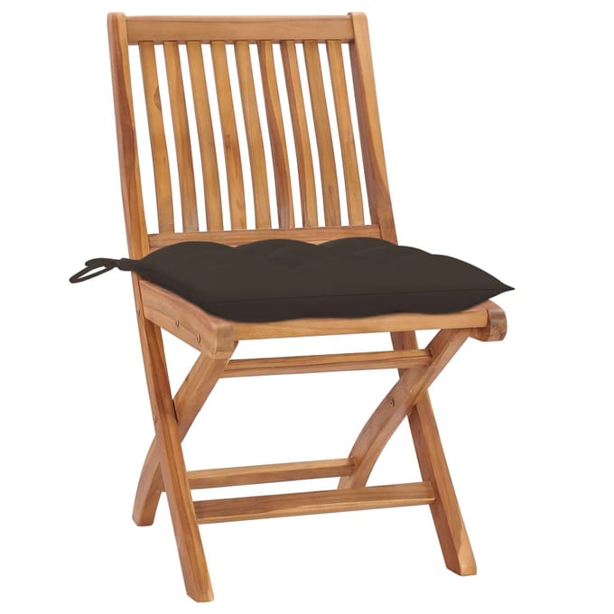 vidaXL - Klapstoelen - met - kussens, - 6 - stuks, - massief - teakhout
