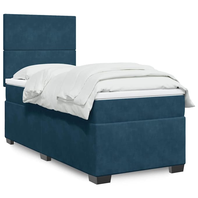 vidaXL - Boxspring - met - matras - fluweel - blauw - 100x200 - cm