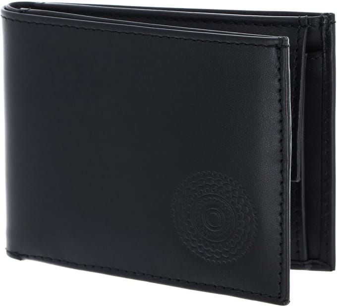 oxmox Leren portemonnee Leather RFID Protect Pocketbörse Circle Bloom Embossed Black zwart